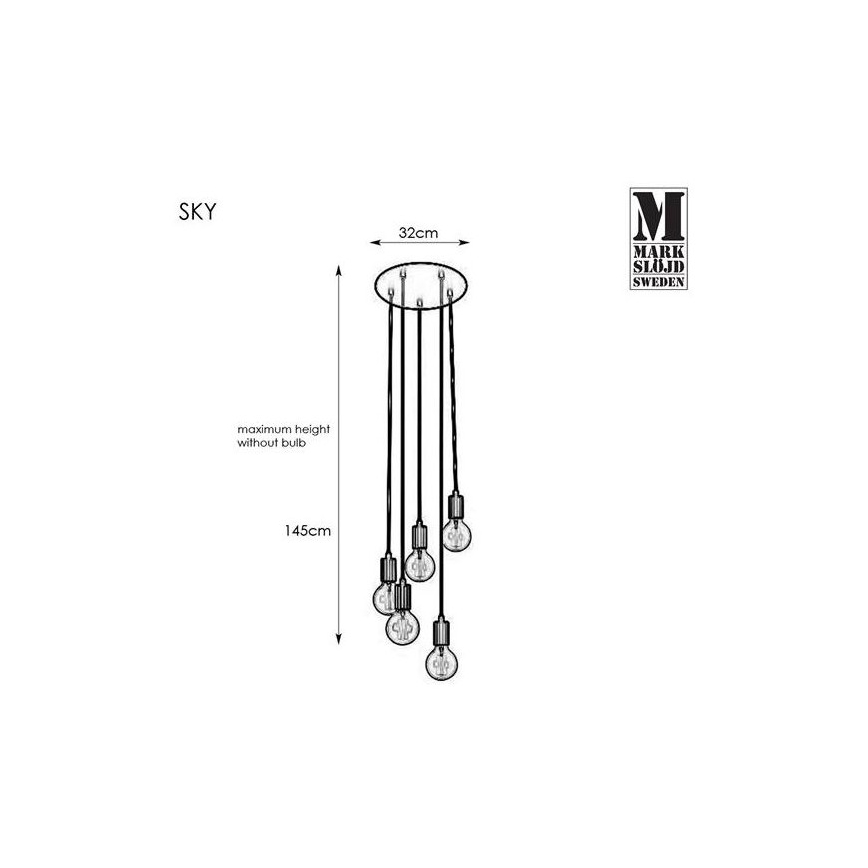 Markslöjd 107467 - Hanglamp aan koord SKY 5xE27/60W/230V