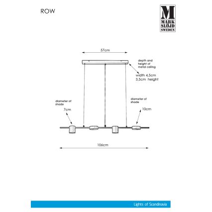 Markslöjd 107746 - Hanglamp aan koord ROW 4xG9/7W/230V