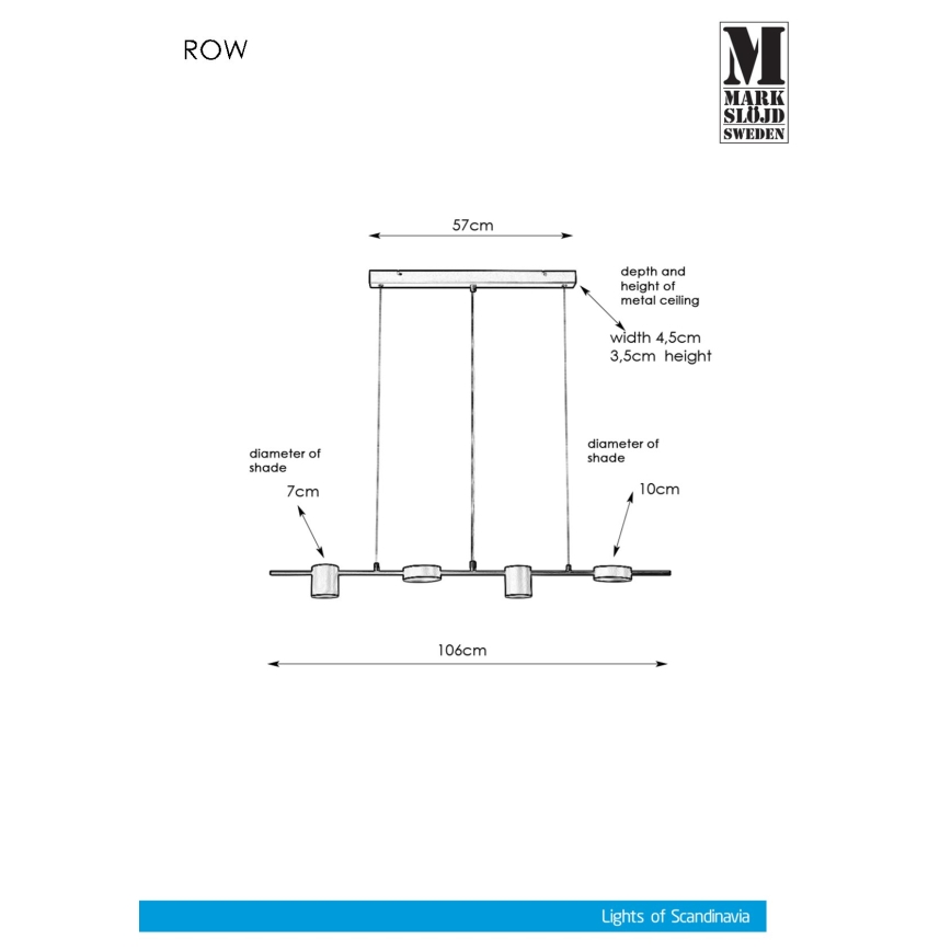Markslöjd 107746 - Hanglamp aan koord ROW 4xG9/7W/230V