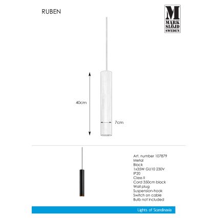 Markslöjd 107879 - Hanglamp aan koord RUBEN 1xGU10/35W/230V
