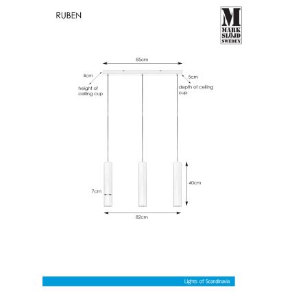 Markslöjd 107883 - Hanglamp aan koord RUBEN 3xGU10/35W/230V