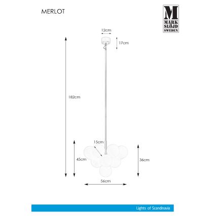 Markslöjd 107903 - Hanglamp met vaste pendel MERLOT 13xG9/20W/230V