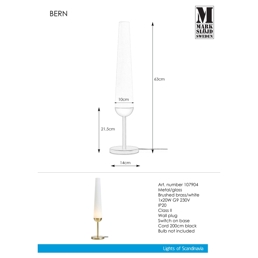 Markslöjd 107904 - Tafellamp BERN 1xG9/20W/230V