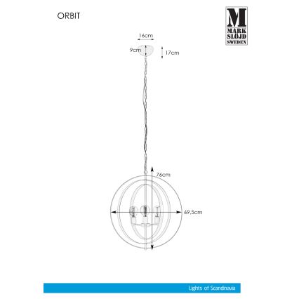 Markslöjd 107941 - Hanglamp aan ketting ORBIT 3xE27/60W/230V