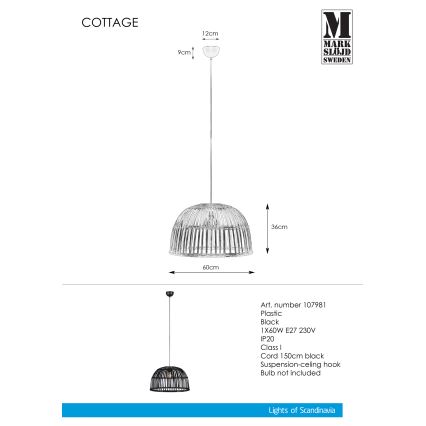 Markslöjd 107981 - Hanglamp aan koord COTTAGE 1xE27/60W/230V