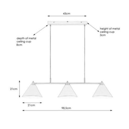 Markslöjd 108075 - Hanglamp aan koord KLINT 3xE14/40W/230V wit