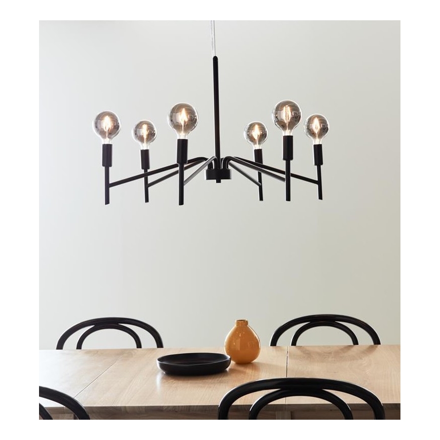 Markslöjd 108209 - Hanglamp aan een koord MONARCH 6xE14/18W/230V zwart