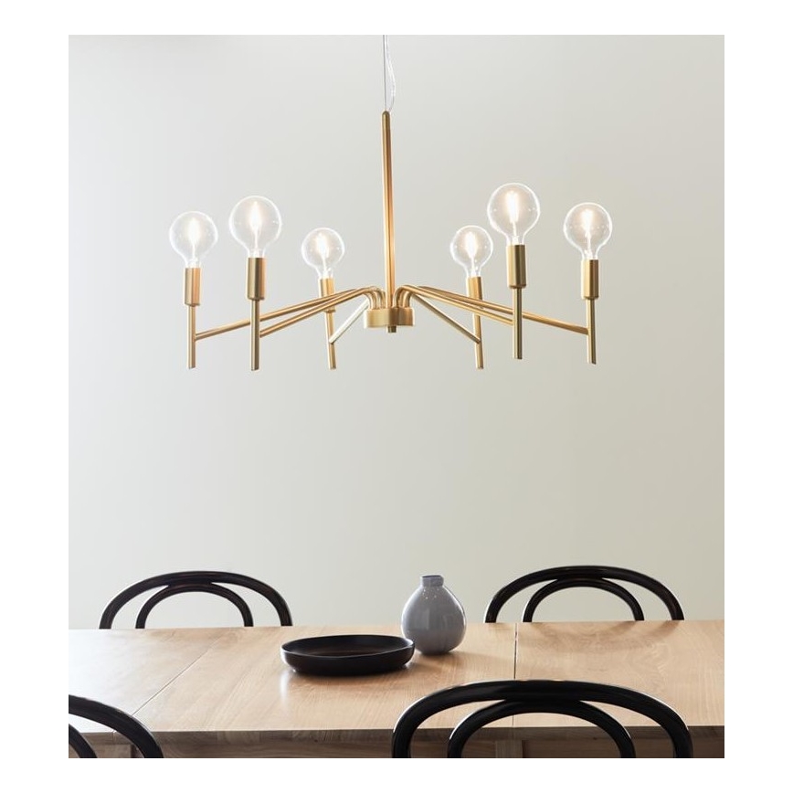 Markslöjd 108210 - Hanglamp aan een koord MONARCH 6xE14/18W/230V goud