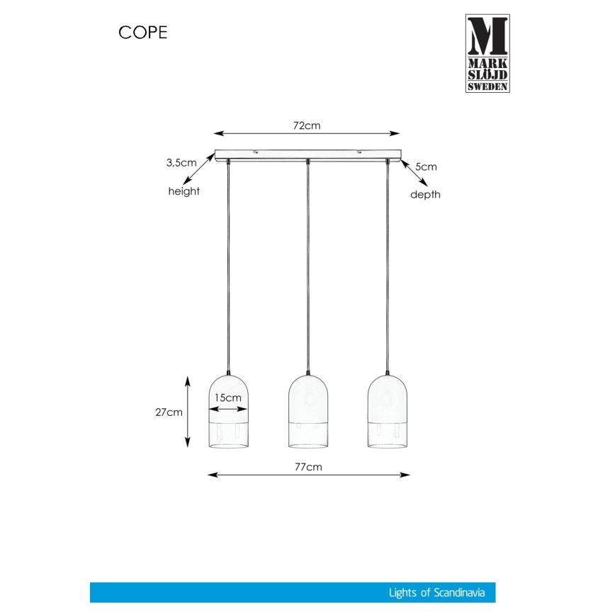 Markslöjd 108226 - Hanglamp aan een koord COPE 3xE14/18W/230V