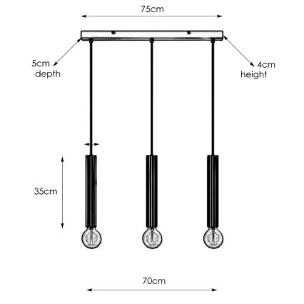 Markslöjd 108262 - Hanglamp aan een koord SENCILLO 3xE27/40W/230V zwart