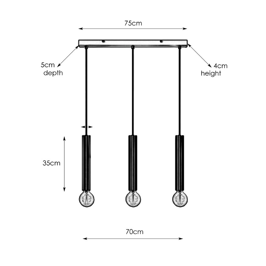 Markslöjd 108262 - Hanglamp aan een koord SENCILLO 3xE27/40W/230V zwart