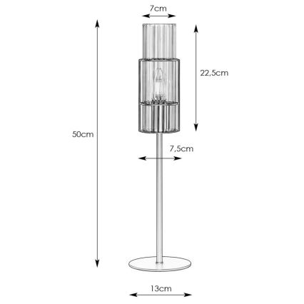 Markslöjd 108557 - Tafellamp TUBO 1xE14/40W/230V 50 cm glanzend chroom/clear