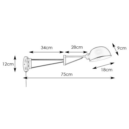 Markslöjd 108587 - Wandlamp PORTLAND 1xE27/40W/230V zwart