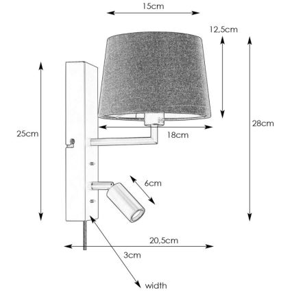 Markslöjd 108595 - LED Wandlamp met USB COMO 1xE14/40W/230V + LED/3W zwart