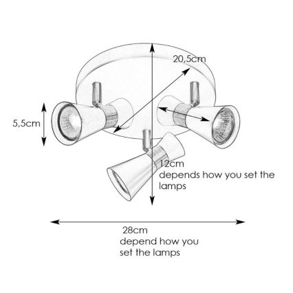 Markslöjd 108626 - Spot FOLIE 3xGU10/7W/230V zwart/messing