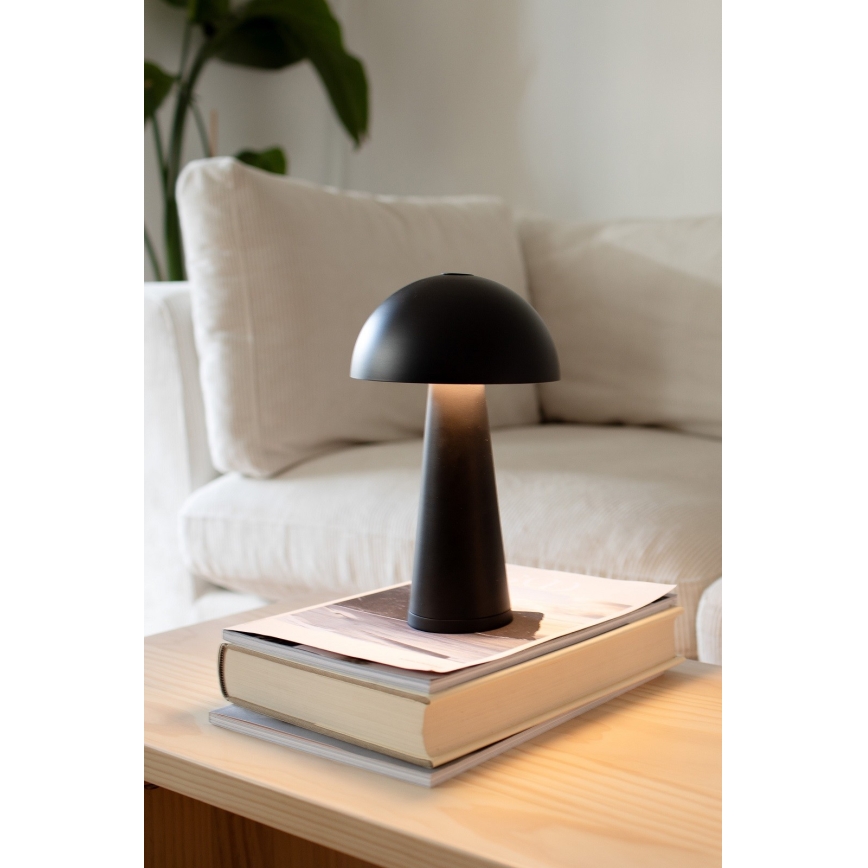 Markslöjd 108655 - Dimbare oplaadbare LED-tafellamp FUNGI LED/1,5W/5V 2000 mAh IP44 zwart