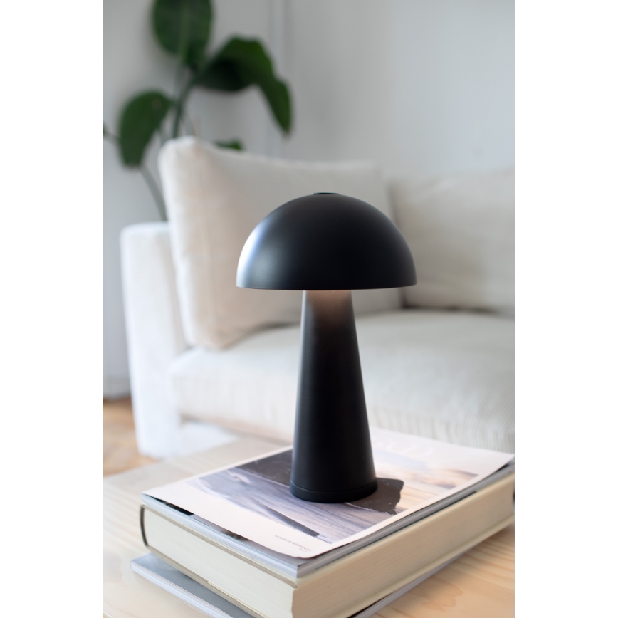 Markslöjd 108655 - Dimbare oplaadbare LED-tafellamp FUNGI LED/1,5W/5V 2000 mAh IP44 zwart