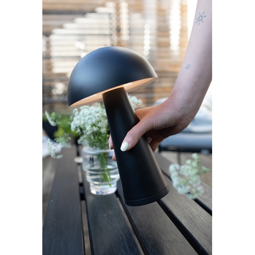 Markslöjd 108655 - Dimbare oplaadbare LED-tafellamp FUNGI LED/1,5W/5V 2000 mAh IP44 zwart