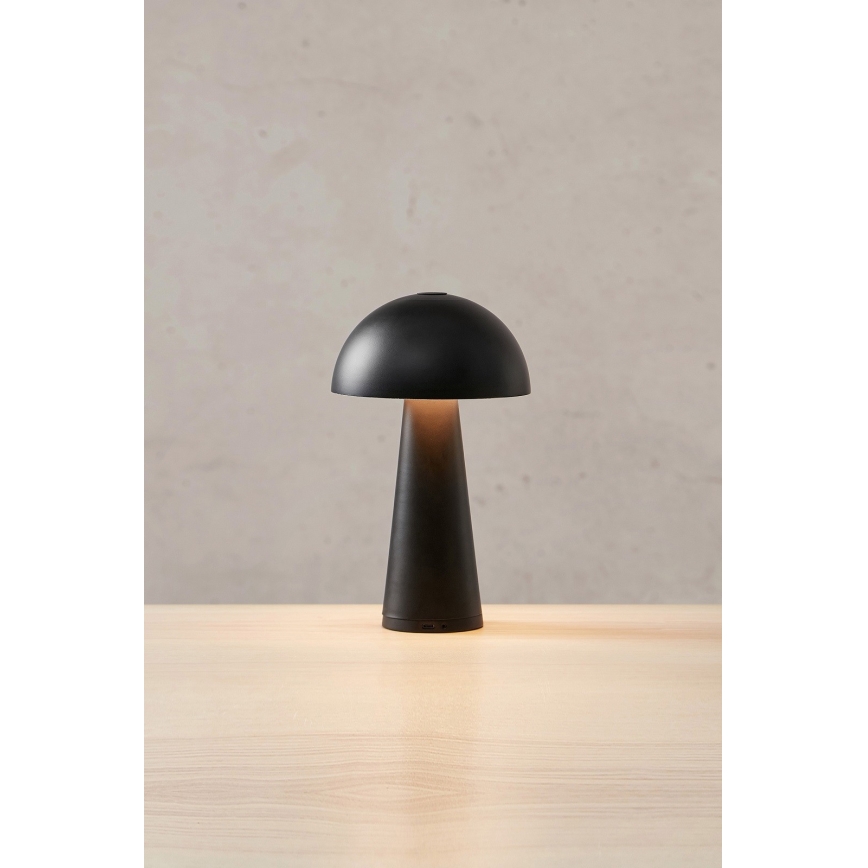 Markslöjd 108655 - Dimbare oplaadbare LED-tafellamp FUNGI LED/1,5W/5V 2000 mAh IP44 zwart