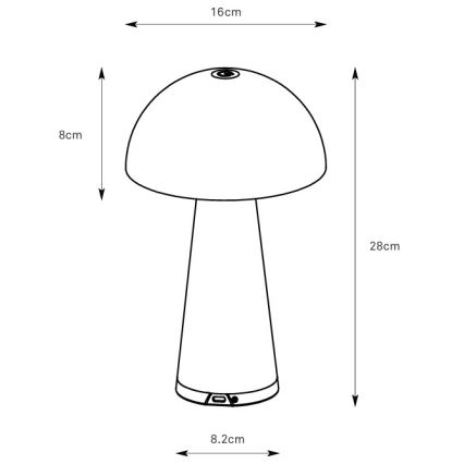Markslöjd 108655 - Dimbare oplaadbare LED-tafellamp FUNGI LED/1,5W/5V 2000 mAh IP44 zwart