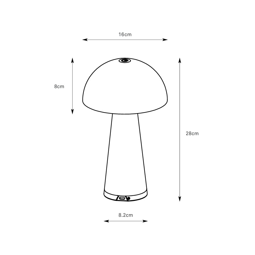 Markslöjd 108655 - Dimbare oplaadbare LED-tafellamp FUNGI LED/1,5W/5V 2000 mAh IP44 zwart