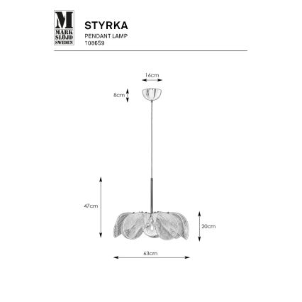 Markslöjd 108659 - Hanglamp aan een koord STYRKA 1xE27/40W/230V diameter 63 cm beige