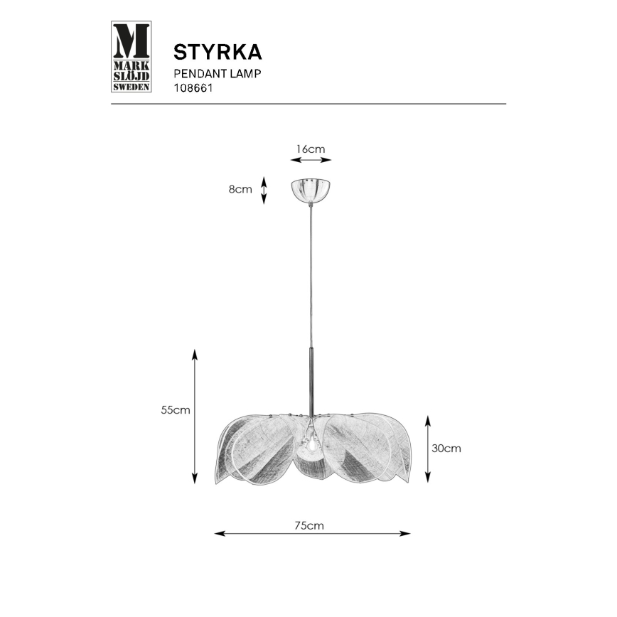 Markslöjd 108661 - Hanglamp aan een koord STYRKA 1xE27/40W/230V diameter 75 cm beige