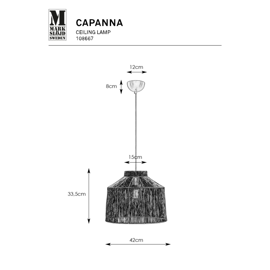 Markslöjd 108667 - Hanglamp aan een koord CAPANNA 1xE27/40W/230V messing