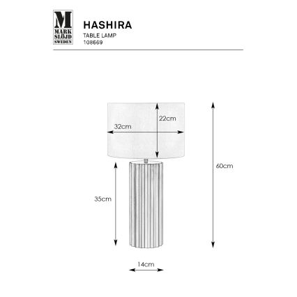 Markslöjd 108669 - Tafellamp HASHIRA 1xE27/40W/230V wit/messing