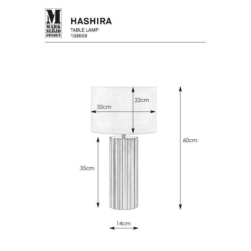 Markslöjd 108669 - Tafellamp HASHIRA 1xE27/40W/230V wit/messing