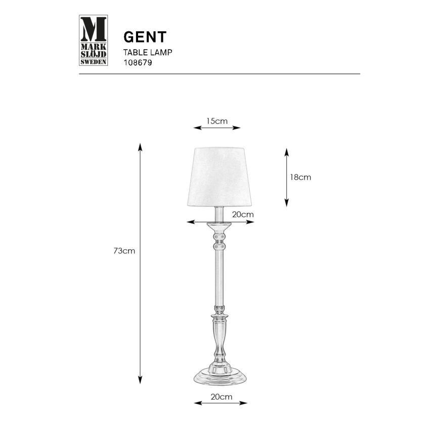 Markslöjd 108679 - Tafellamp GENT 1xE27/40W/230V messing/zwart/wit
