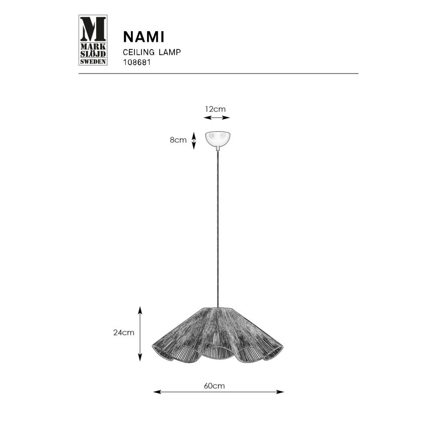 Markslöjd 108681 - Hanglamp aan een koord NAMI 1xE27/40W/230V bruin