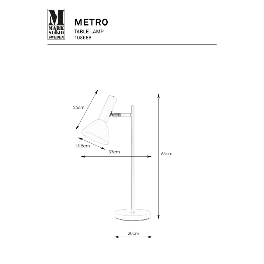 Markslöjd 108688 - Tafellamp METRO 1xE27/40W/230V wit