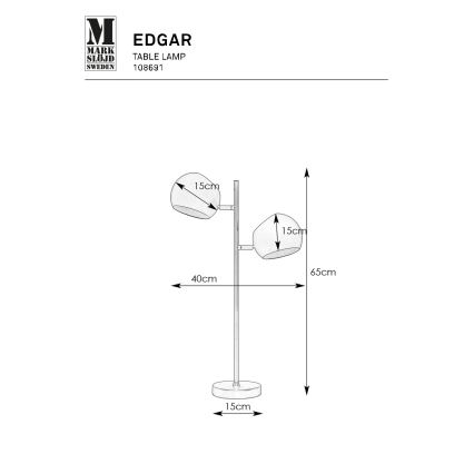 Markslöjd 108691 - Tafellamp EDGAR 2xE14/40W/230V zwart