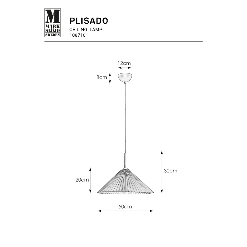 Markslöjd 108710 - Hanglamp aan een koord PLISADO 1xE27/40W/230V diameter 50 cm beige