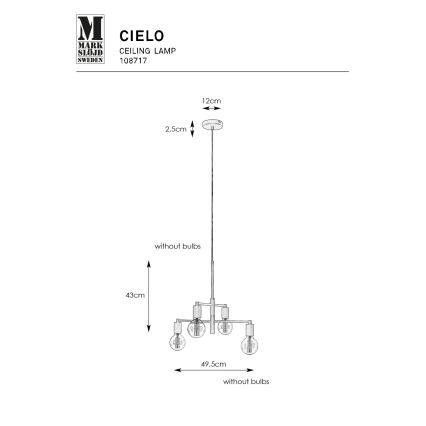 Markslöjd 108717 - Hanglamp aan een koord CIELO 6xE27/40W/230V zwart