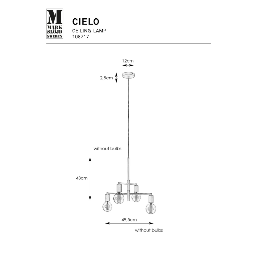 Markslöjd 108717 - Hanglamp aan een koord CIELO 6xE27/40W/230V zwart