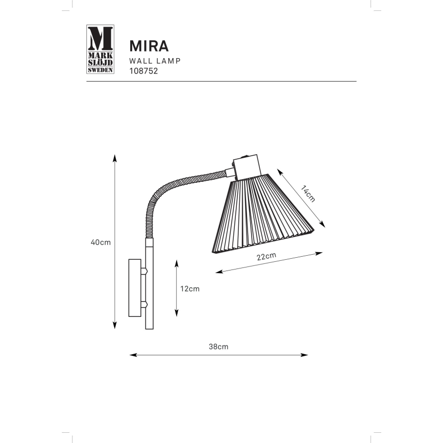 Markslöjd 108752 - Wandlamp MIRA 1xE14/40W/230V zwart/wit
