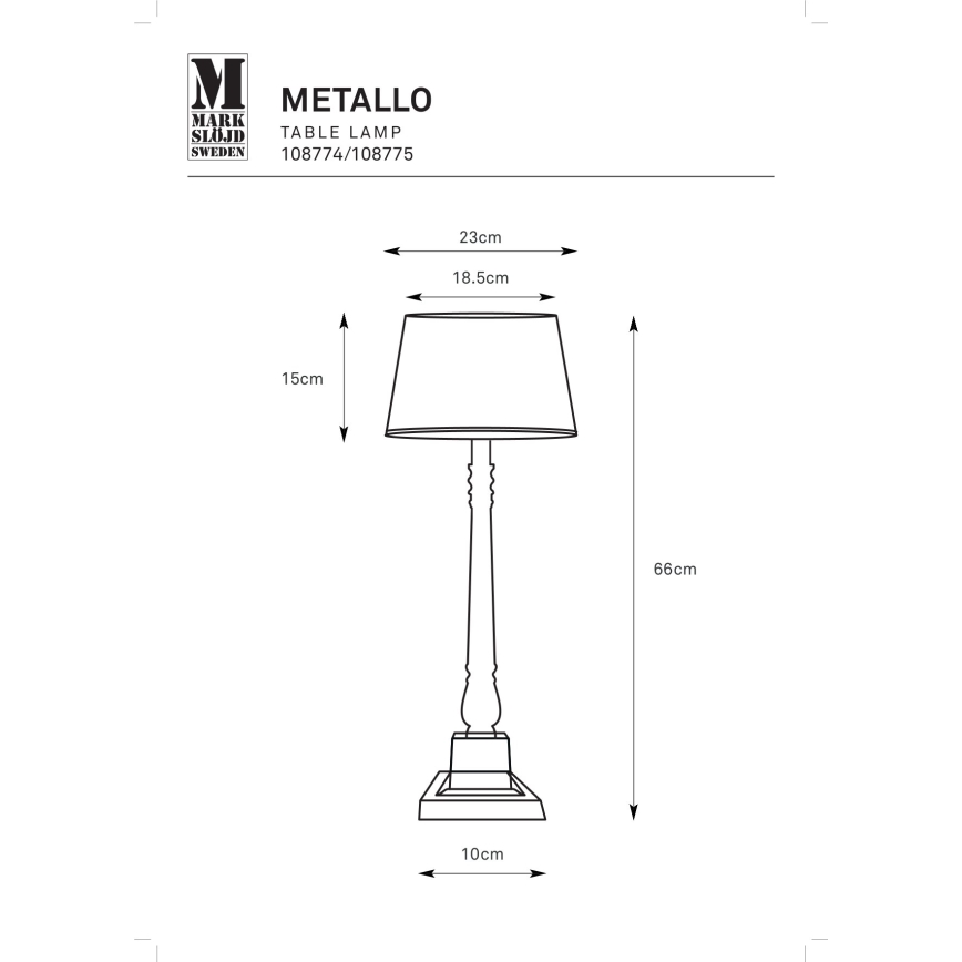 Markslöjd 108775 - Tafellamp METALLO 1xE27/40W/230V mat chroom