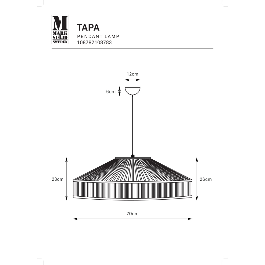 Markslöjd 108783 - Hanglamp aan een koord TAPA 1xE27/40W/230V beige/bamboe
