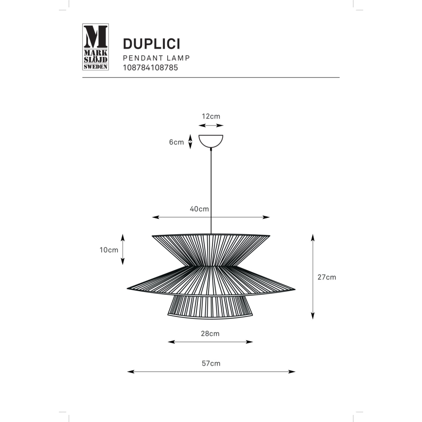 Markslöjd 108784 - Hanglamp aan een koord DUPLICI 1xE27/40W/230V zwart/bamboe
