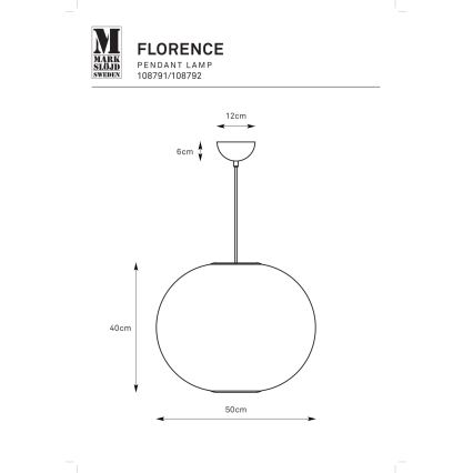 Markslöjd 108792 - Hanglamp aan een koord FORENCE 1xE27/40W/230V diameter 50 cm wit