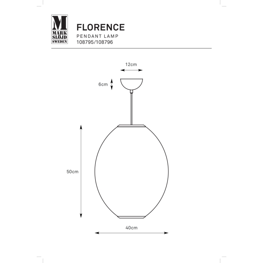 Markslöjd 108795 - Hanglamp aan een koord FLORENCE 1xE27/40W/230V zwart