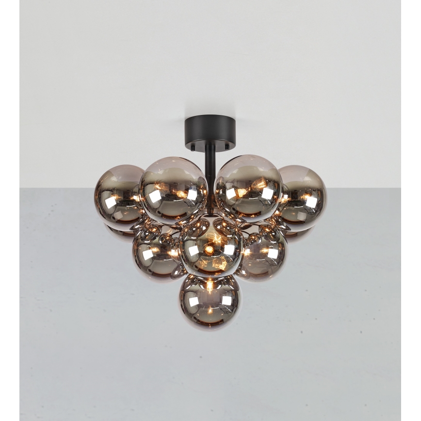 Markslöjd 108845 - Plafondkroonluchter MERLOT, 13x G9/18W/230V, Ø 56 cm, zwart/gerookt glas