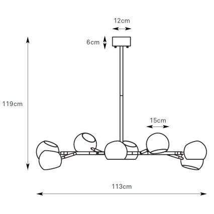 Markslöjd 108852 - Hanglamp met vaste pendel EDGAR 8xE14/40W/230V zwart