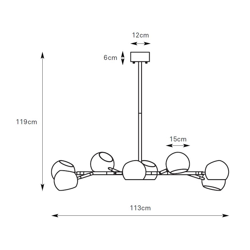 Markslöjd 108852 - Hanglamp met vaste pendel EDGAR 8xE14/40W/230V zwart