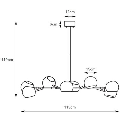 Markslöjd 108852 - Hanglamp met vaste pendel EDGAR 8xE14/40W/230V zwart