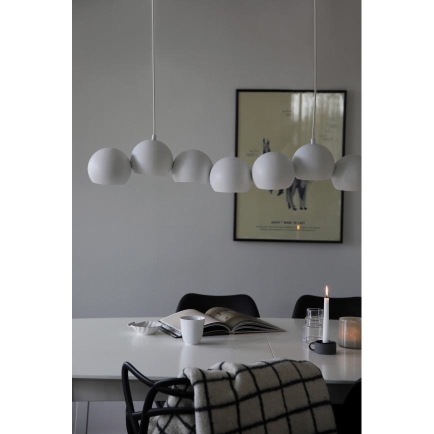 Markslöjd 108859 - Hanglamp aan een koord CUPOLO 7xE14/40W/230V wit