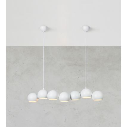 Markslöjd 108859 - Hanglamp aan een koord CUPOLO 7xE14/40W/230V wit