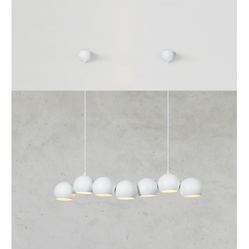 Markslöjd 108859 - Hanglamp aan een koord CUPOLO 7xE14/40W/230V wit